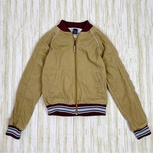 Fossil Brand Tan Brown Canvas Zip Front Jacket